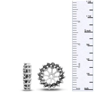 14K White Gold Classic Black Diamond Earring Jackets, Fits 1 1/2-2ct Stud Earrings