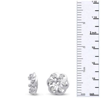 14K White Gold Floret Diamond Earring Jackets, Fits 1/5-1/4ct Stud Earrings