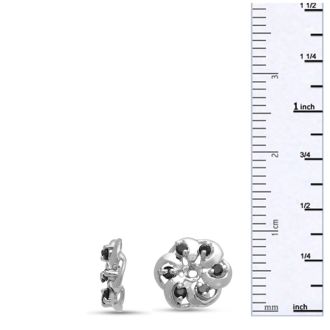 14K White Gold Floret Black Diamond Earring Jackets, Fits 1/5-1/4ct Stud Earrings