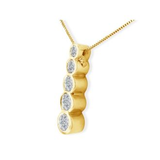 1ct Bezel Set Journey Diamond Pendant in 14k Yellow Gold