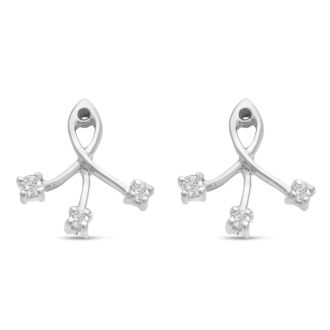 14K White Gold Branch Diamond Earring Jackets