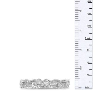1/5 Carat Antique Floral Diamond Wedding Band Crafted In 14 Karat White Gold