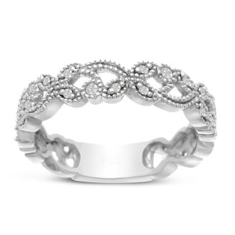 1/5 Carat Floral Diamond Wedding Band Crafted In 14 Karat White Gold