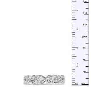 1/5 Carat Floral Diamond Wedding Band Crafted In 14 Karat White Gold