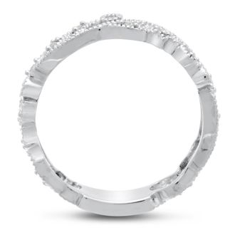1/10 Carat Floral Diamond Wedding Band Crafted In 14 Karat White Gold