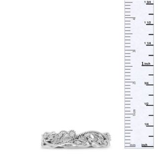 1/10 Carat Floral Diamond Wedding Band Crafted In 14 Karat White Gold