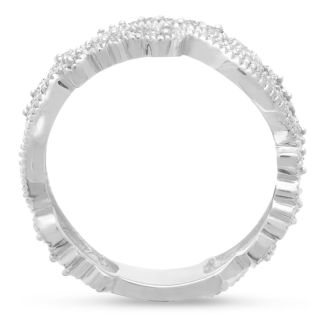 1/3 Carat Floral Diamond Wedding Band Crafted In 14 Karat White Gold