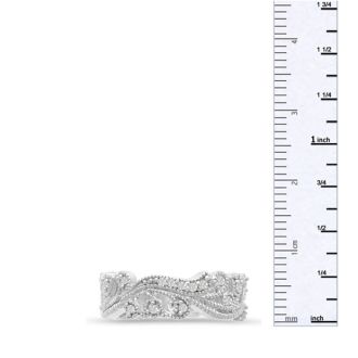 1/3 Carat Floral Diamond Wedding Band Crafted In 14 Karat White Gold