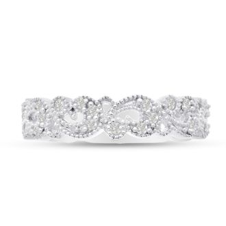 1/3 Carat Antique Floral Diamond Wedding Band Crafted In 14 Karat White Gold
