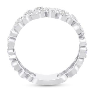 1/3 Carat Antique Floral Diamond Wedding Band Crafted In 14 Karat White Gold