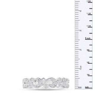 1/3 Carat Antique Floral Diamond Wedding Band Crafted In 14 Karat White Gold