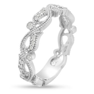 1/5 Carat Floral Diamond Wedding Band Crafted In 14 Karat White Gold