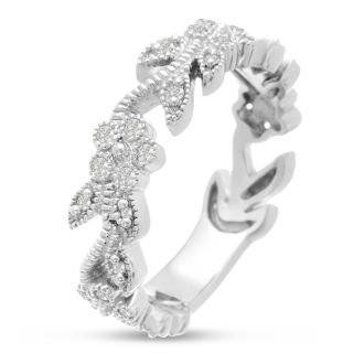 1/3 Carat Floral Diamond Wedding Band Crafted In 14 Karat White Gold