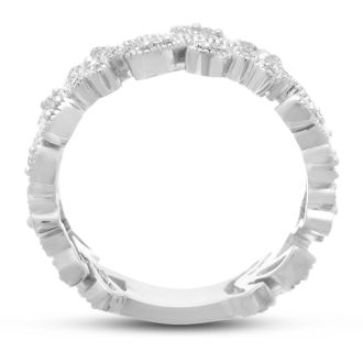 1/3 Carat Floral Diamond Wedding Band Crafted In 14 Karat White Gold