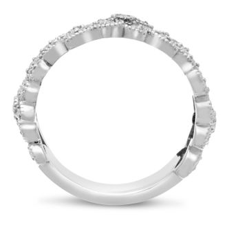 1/3 Carat Floral Diamond Wedding Band Crafted In 14 Karat White Gold