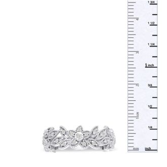 1/3 Carat Floral Diamond Wedding Band Crafted In 14 Karat White Gold
