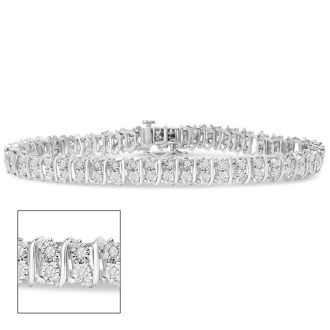 1ct Diamond Miracle Plate Setting Tennis Bracelet In Sterling Silver