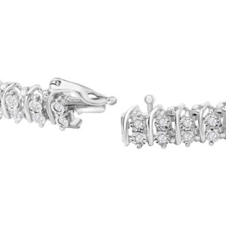 1ct Diamond Miracle Plate Setting Tennis Bracelet In Sterling Silver