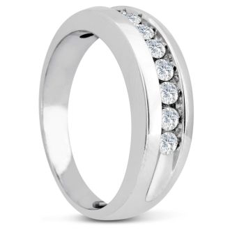 Men's 1/2ct Diamond Ring In 14K White Gold