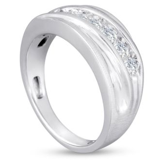 Men's 1ct Diamond Ring In 10K White Gold