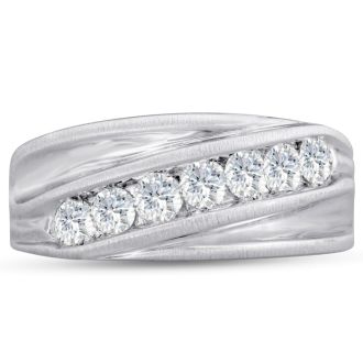 Men's 1ct Diamond Ring In 14K White Gold