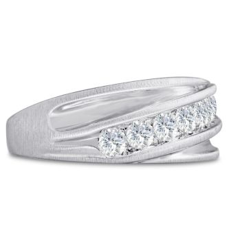 Men's 1ct Diamond Ring In 14K White Gold