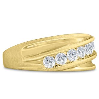 Men's 1ct Diamond Ring In 14K Yellow Gold