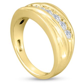 Men's 1ct Diamond Ring In 14K Yellow Gold