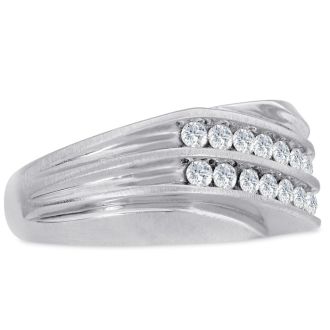 Men's 1/2ct Diamond Ring In 10K White Gold