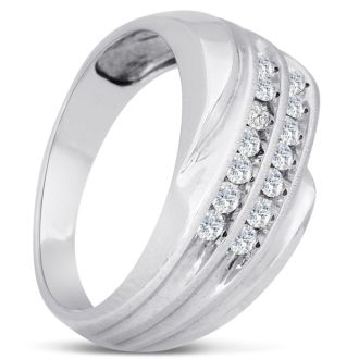 Men's 1/2ct Diamond Ring In 10K White Gold