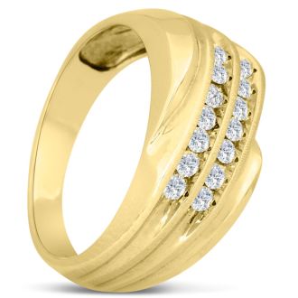 Men's 1/2ct Diamond Ring In 10K Yellow Gold