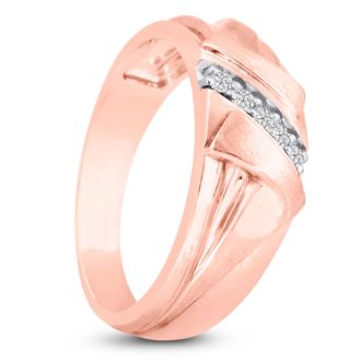 Men's 1/10ct Diamond Ring In 10K Rose Gold, G-H, I2-I3