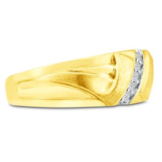 Men's 1/10ct Diamond Ring In 10K Yellow Gold, I-J-K, I1-I2