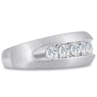 Men's 1ct Diamond Ring In 14K White Gold