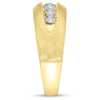 Men's 1ct Diamond Ring In 14K Yellow Gold