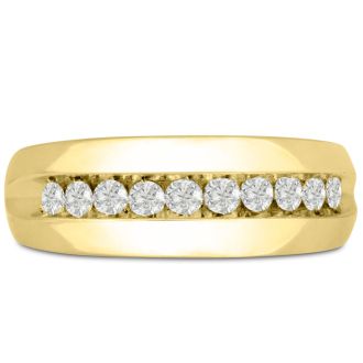 Men's 1/2ct Diamond Ring In 10K Yellow Gold