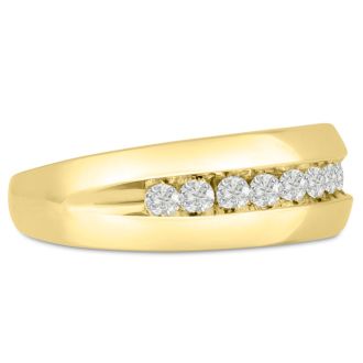 Men's 1/2ct Diamond Ring In 10K Yellow Gold