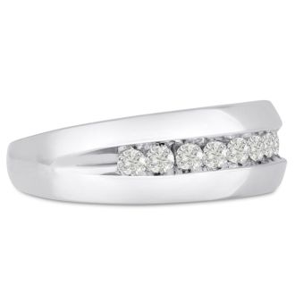 Men's 1/2ct Diamond Ring In 14K White Gold