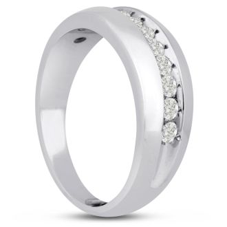 Men's 1/2ct Diamond Ring In 14K White Gold