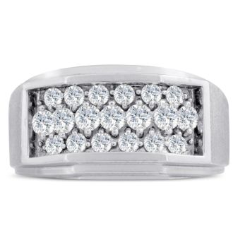 Men's 1ct Diamond Ring In 10K White Gold