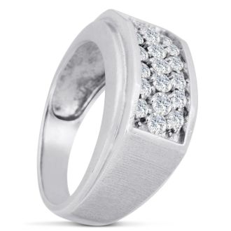 Men's 1ct Diamond Ring In 14K White Gold