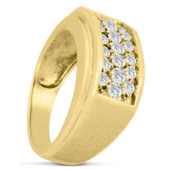 Men's 1ct Diamond Ring In 14K Yellow Gold