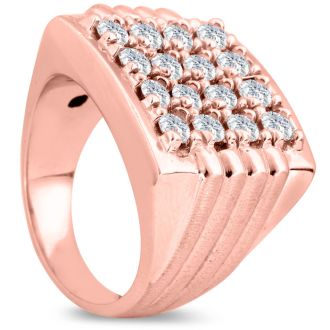Men's 2ct Diamond Ring In 10K Rose Gold, I-J-K, I1-I2