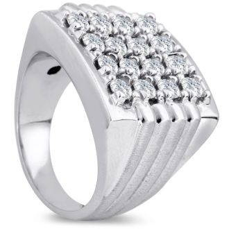 Men's 2ct Diamond Ring In 10K White Gold, I-J-K, I1-I2