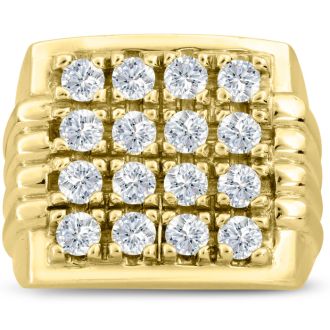 Men's 2ct Diamond Ring In 10K Yellow Gold, G-H, I2-I3