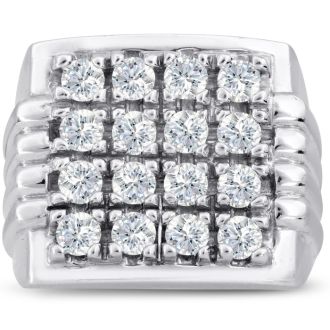 Men's 2ct Diamond Ring In 14K White Gold, I-J-K, I1-I2