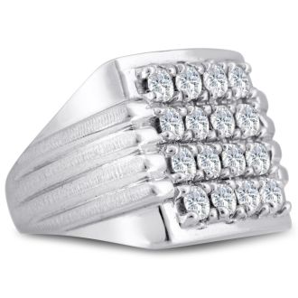 Men's 2ct Diamond Ring In 14K White Gold, I-J-K, I1-I2