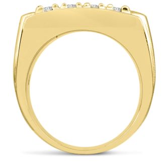 Men's 2ct Diamond Ring In 14K Yellow Gold, G-H, I2-I3