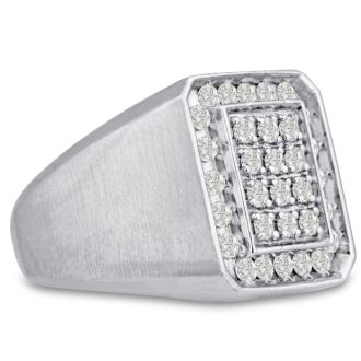 Men's 1ct Diamond Ring In 10K White Gold