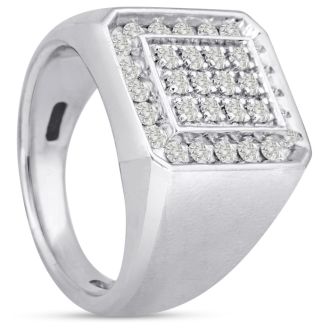 Men's 1ct Diamond Ring In 10K White Gold